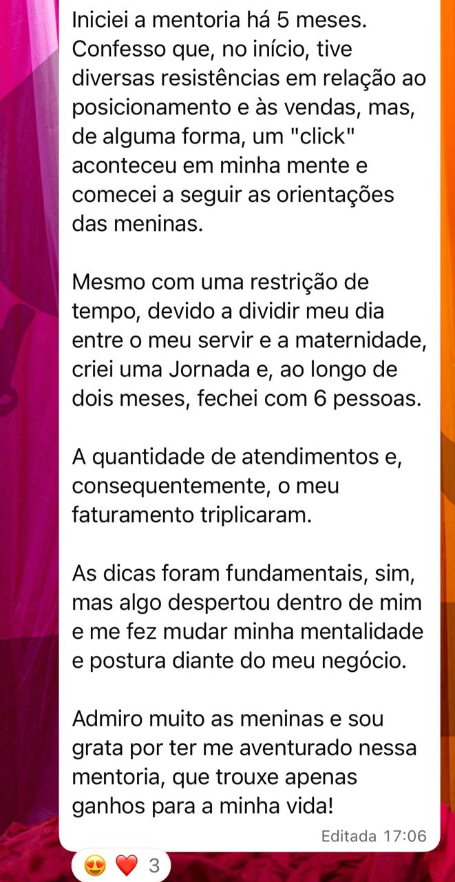 Depoimento — mentoria triplicou faturamento